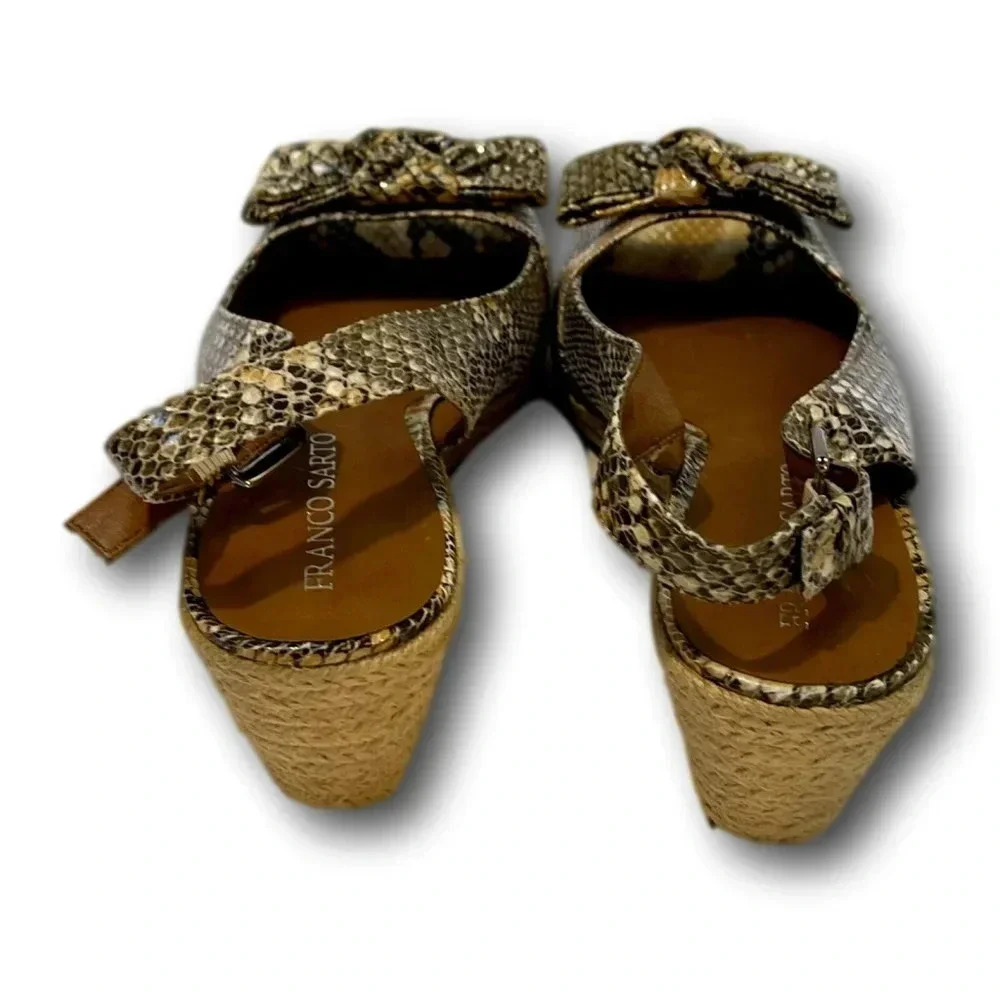 Franko Sarto Womens  Wedge Sandals Size 9 Slingback Faux Snake - Picture 9 of 11
